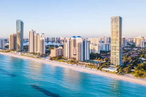 Sunny Isles Beach oceanfront skyline aerial
